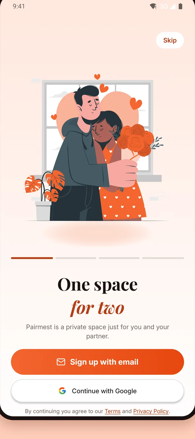 The Pairmest sign-up screen